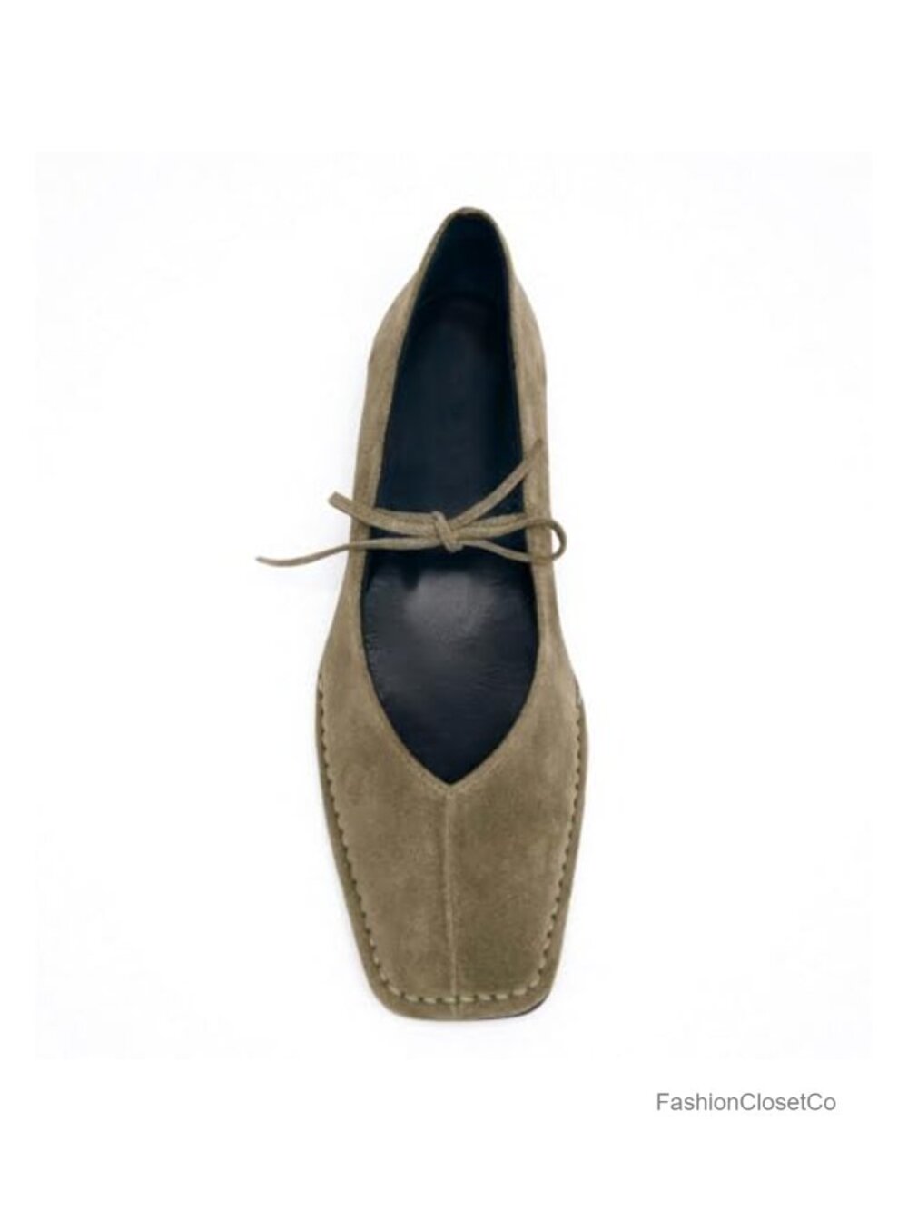 Suede Leather Lace Up Ballet Flats Square Toe Mary Jane Slip On Ballerina Shoes - Picture 1 of 4